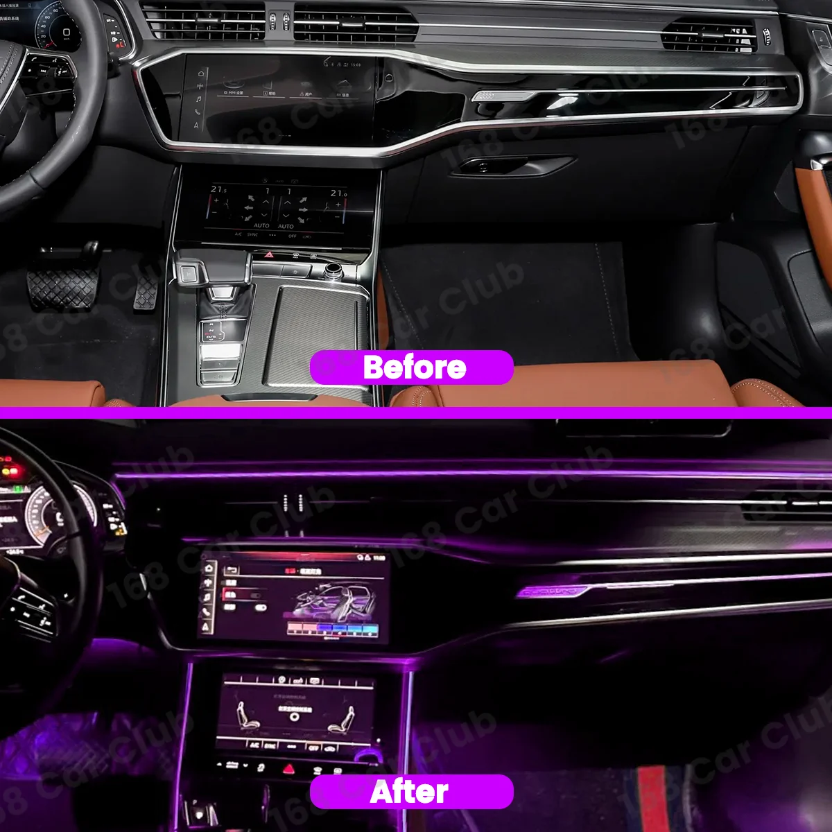 32 Color Ambient Light For Audi A6 A7 C8 2019-2024 Car Auto Indoor Center Console Decorative Lamp Parts LED Instrument Desk Lamp