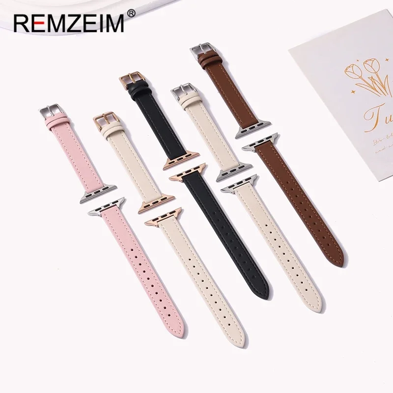 حزام جلدي نحيف لساعة أبل الترا 2 لسلسلة IWatch 10 9 8 7 6 5 4 3 سوار ساعة أبل 44/40/45/46/41/42/49 ملم