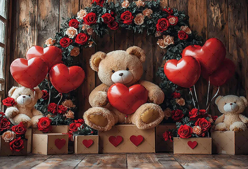 Mehofondการถ่ายภาพพื้นหลังวันวาเลนไทน์ดอกไม้Retro Roomหมีน่ารักเด็กวันเกิดPortrait DecorฉากหลังPhoto Studio