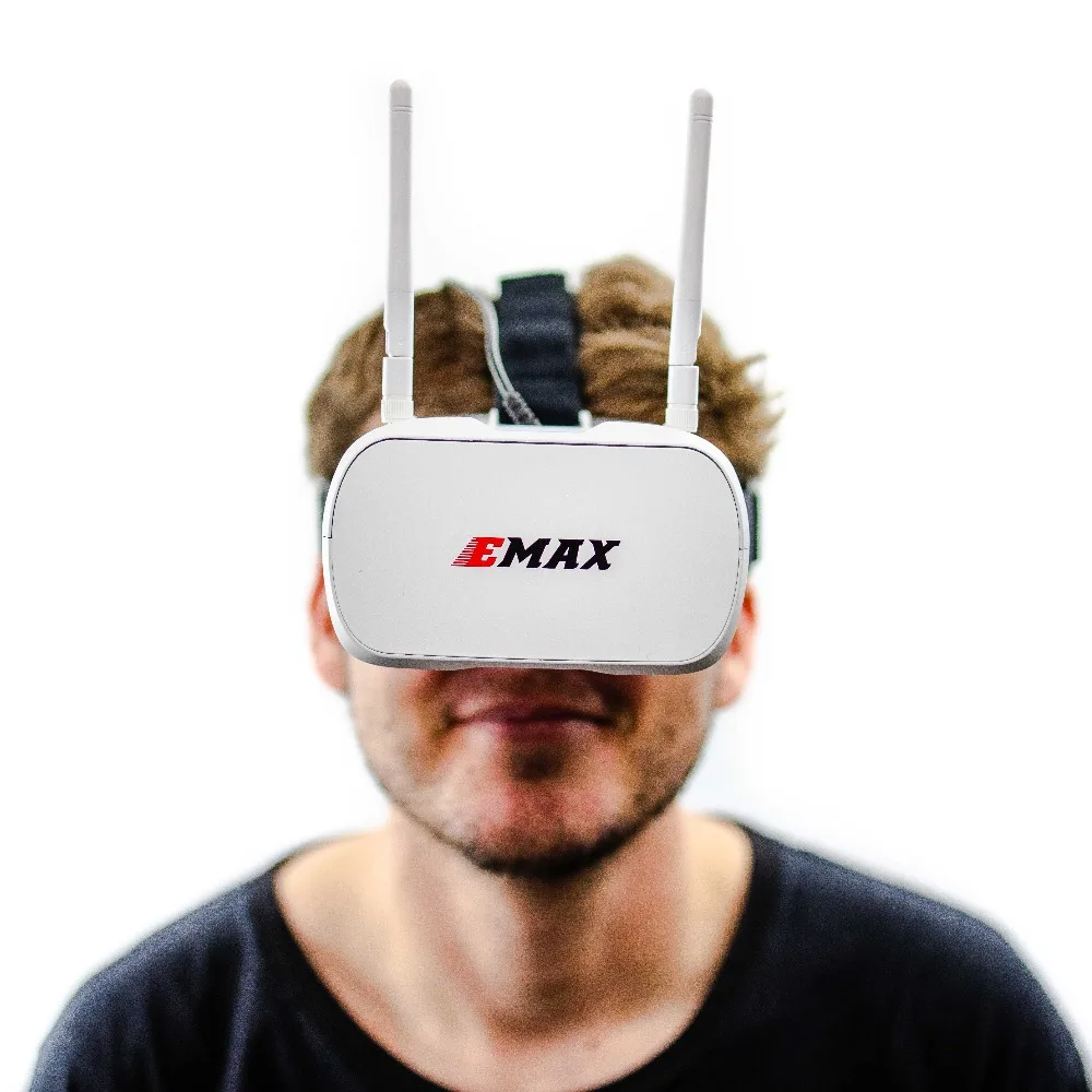 Emax 5.8G 48CH FPV แว่นตา Tinyhawk Diversity Goggle 4.3 นิ้ว 480*320 ชุดหูฟังวิดีโอพร้อมเสาอากาศคู่ 4.2V 1800mAh แบตเตอรี่