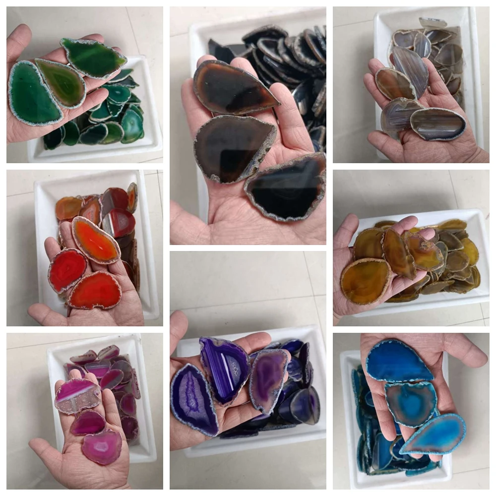 50-80mm Irregular Natural Onyx Agates Geode Slice No Hole Reiki Healing Chakra Stone For Home Decoration Finding Mineral Gifts