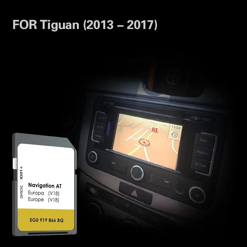 

AT V18 Suitable MIB1 for VW Tiguan (2013 - 2017) Navigation SD Car Map GPS Card Cover Latvia Great Britain Poland Spain Germany