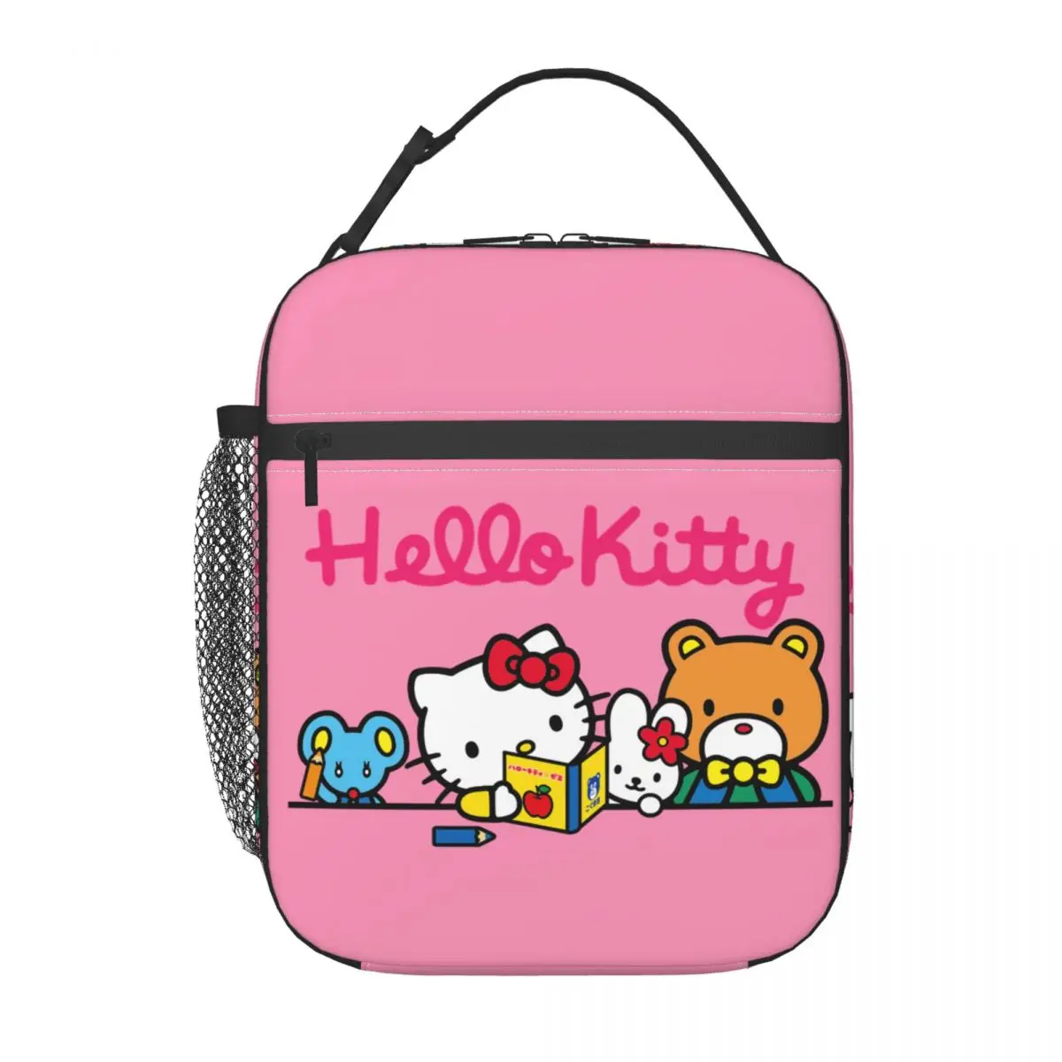 Custom Hello Kitty Cat Book Insulated Lunch Bags for School Office Food Resuable Cooler Thermal Bento Box Women Kids