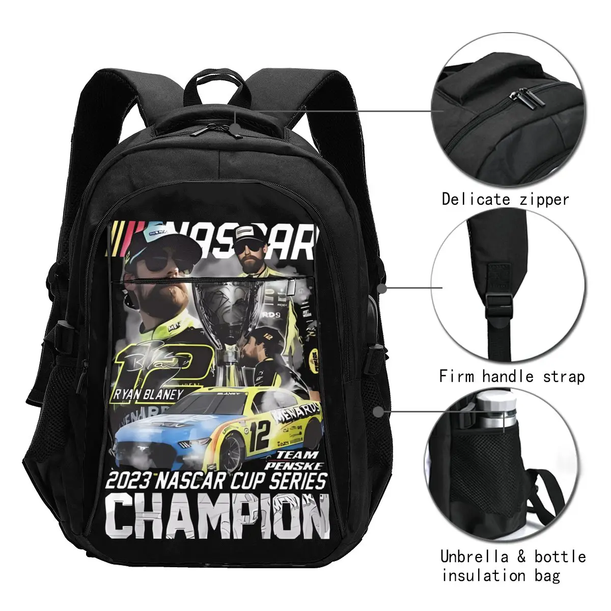 Ryan Blaney 12 Travel Laptop Backpack, Business Water Resistant Laptop Backpack with USB Charging Port College Bag for Men Women image 2