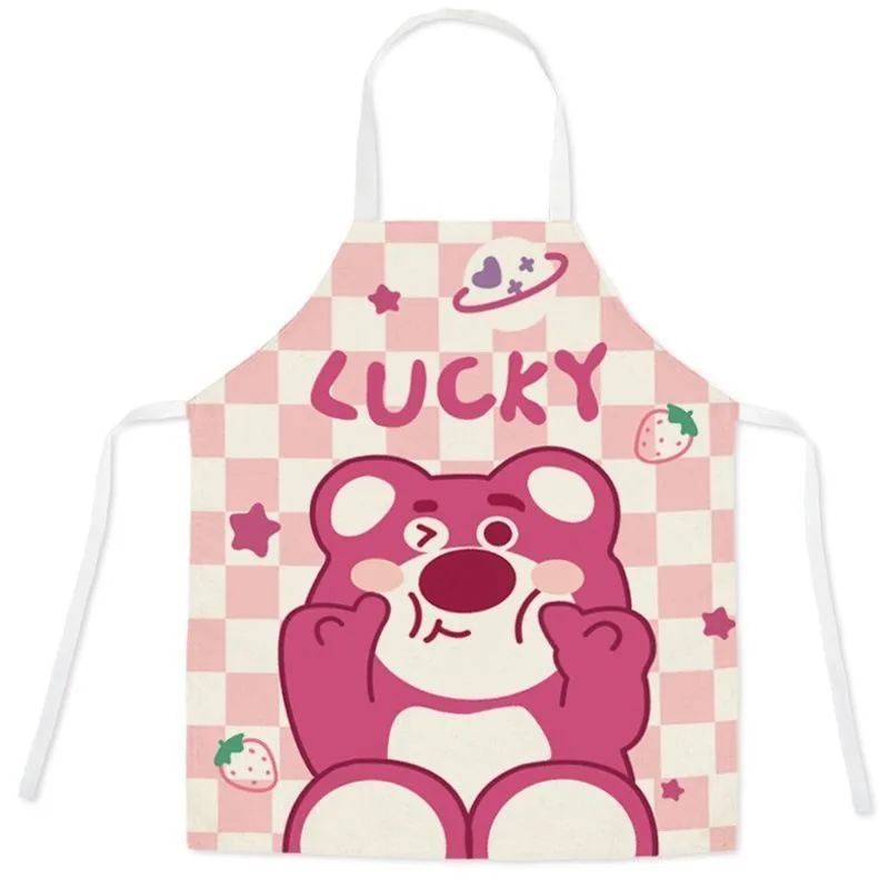 Cute cartoon Disney strawberry bear apron oil-proof and anti-fouling household convenient parent-child apron waiter apron