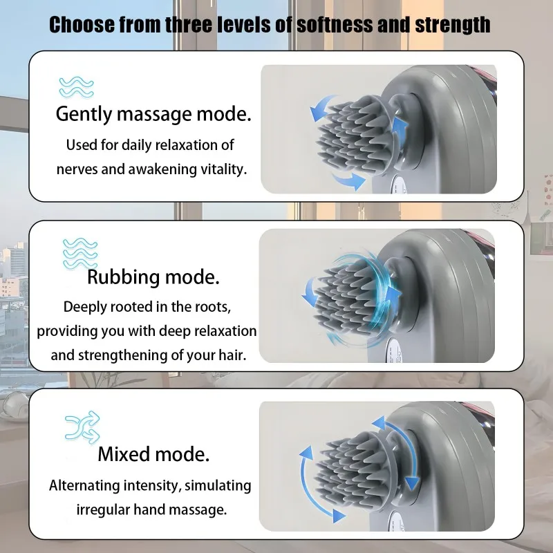 AB43-Rechargeable Mini Octopus Scalp Massager-Upgrade Version Multifunctional Kneading Vibration Massage Device For Head Waterpr