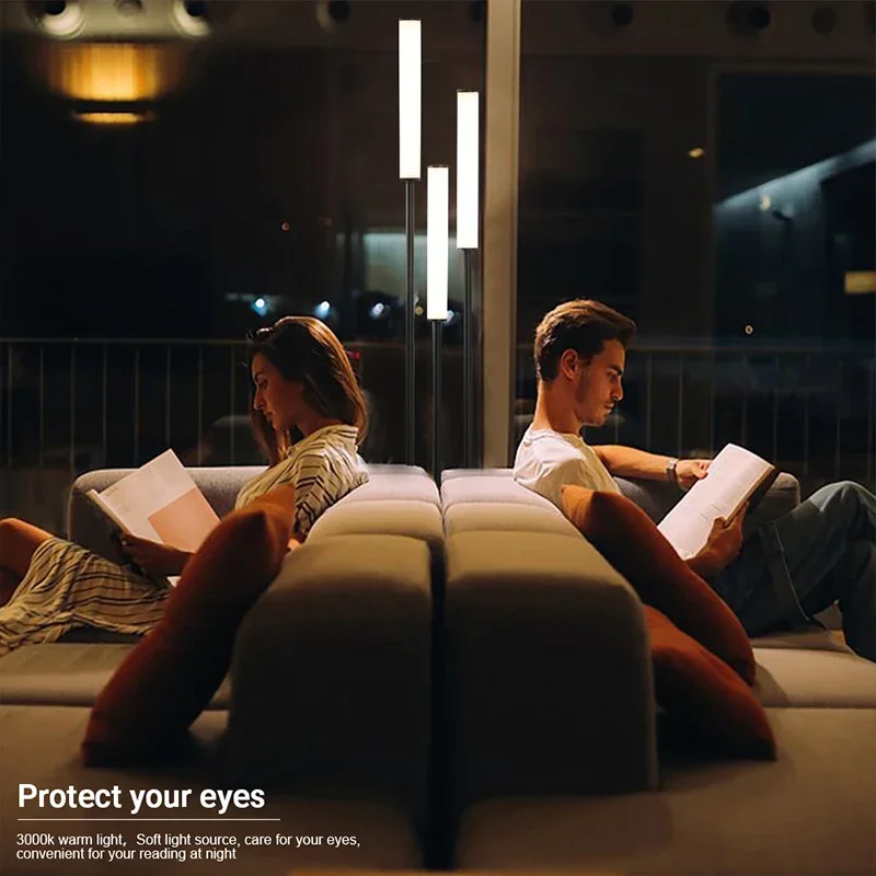 مصباح أرضي لغرفة المعيشة بسيط وحديث قابل للتعديل بثلاثة رؤوس LED مصباح أرضي ديكور منزلي داخلي