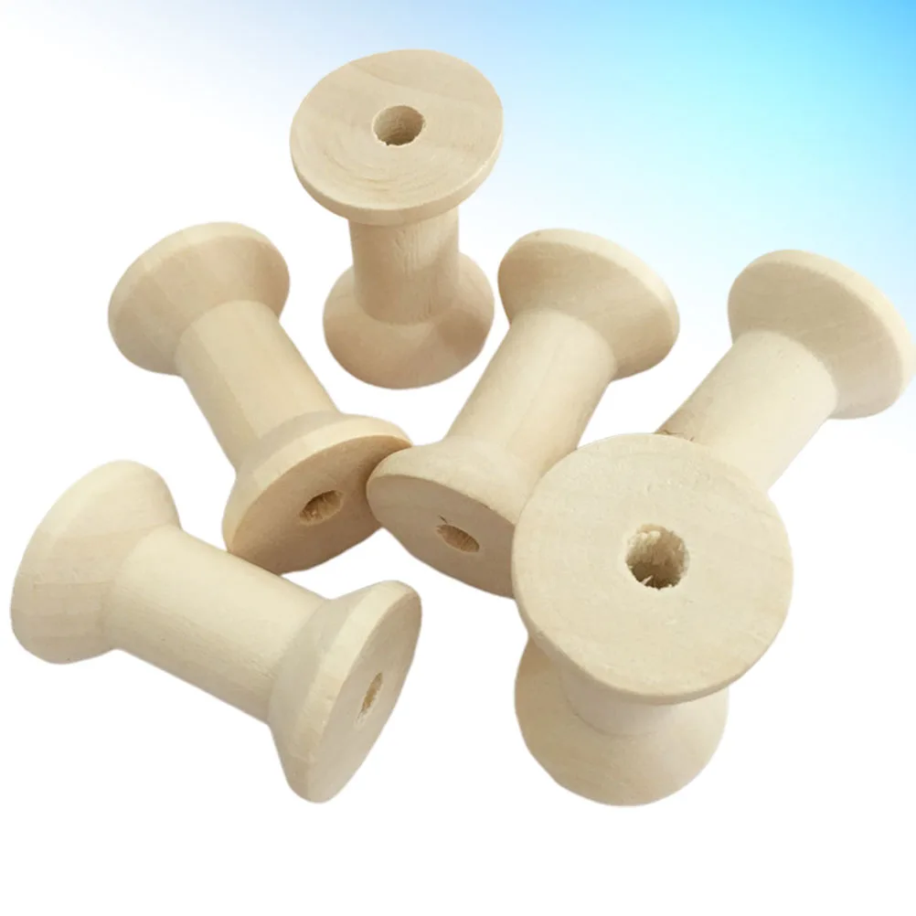 

10 Pcs Wood Spools Craft String Thread Weave Bobbins Twine Decorative Durable Unfinished DIY Home Furnishing Activities