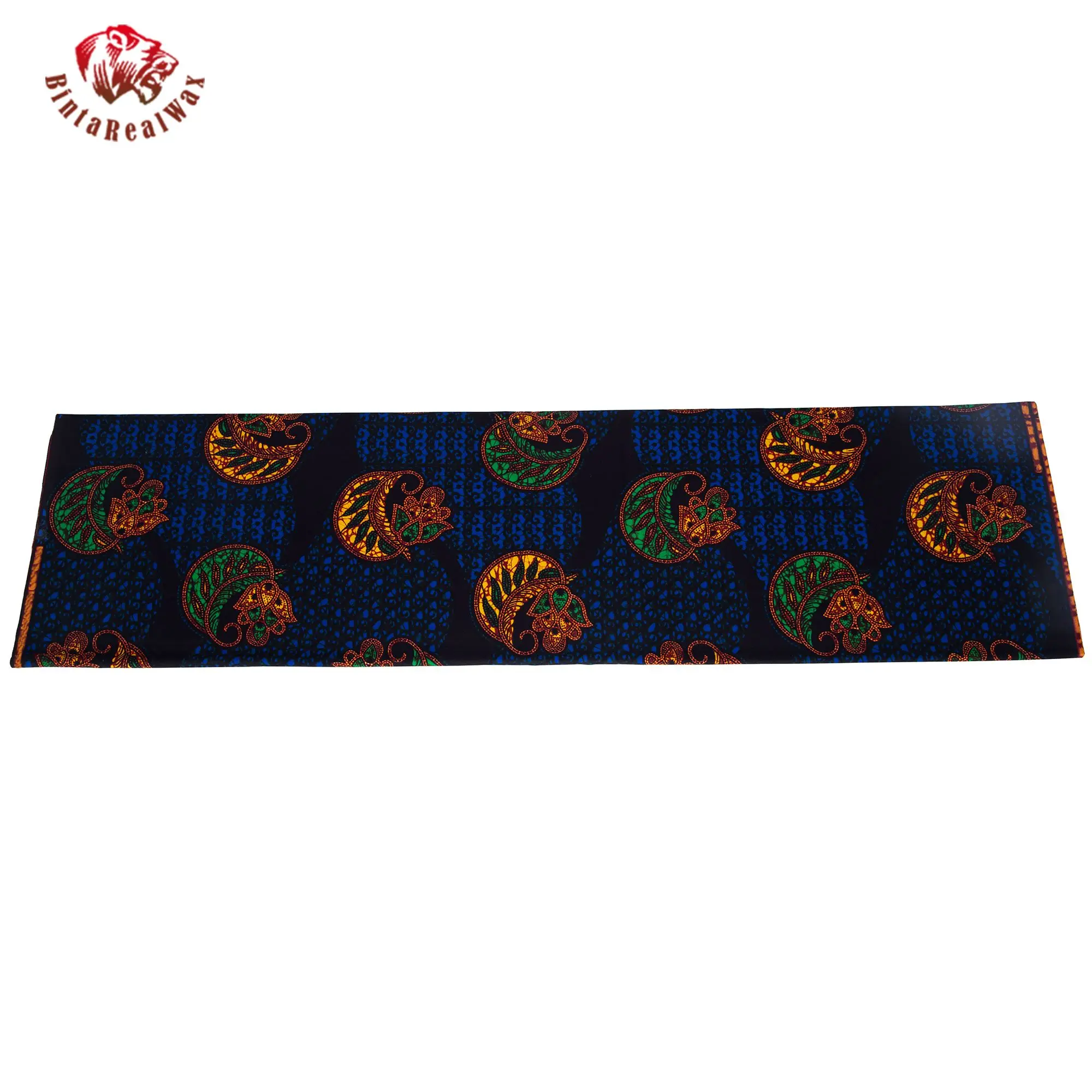 Binta Real Wax African Print Cotton Fabric Dark Blue Paisley Pattern Cloth 24FS1605 view 4