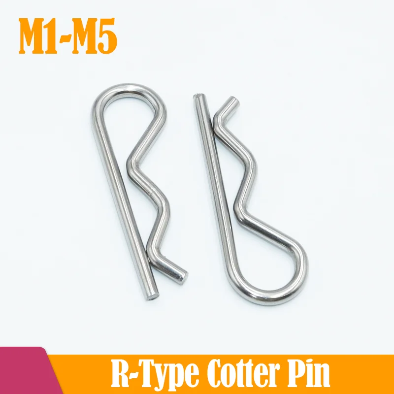 304 Stainless Steel R Shaped Spring Cotter Clip Pin 1.5mm 1.6mm 1.8mm 2mm 3mm 4mm 5mm Dia Fastener Hardware for Repairing Cars