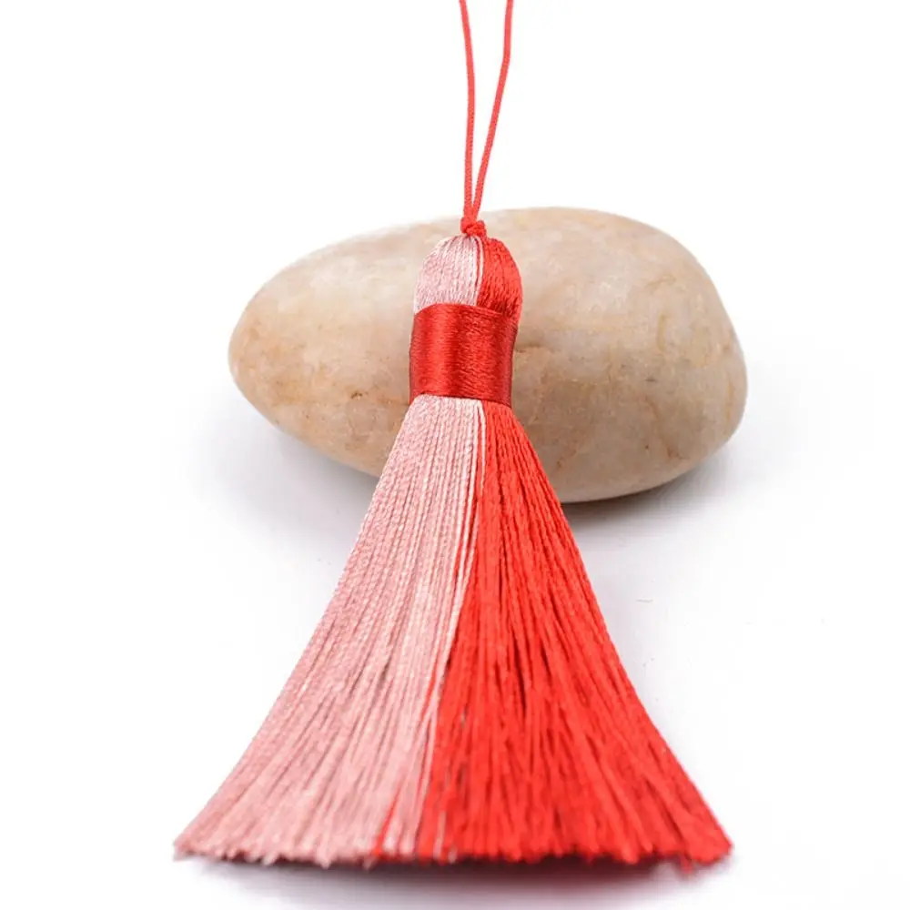 Two-Tone Color Silk Tassel Pendant Soft Thread Long Fringe Trim Handmade Craft Tassel Silky Texture Gradient Fringe Tassel Charm
