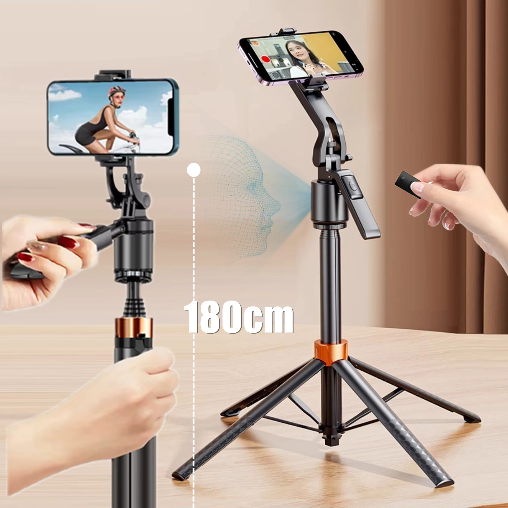 180cm/70.9in Portable Phone Holder Auto Tracking Mobile Gimbals Stabilizers Wireless Selfie Stick Tripod for GoPro Action Camera