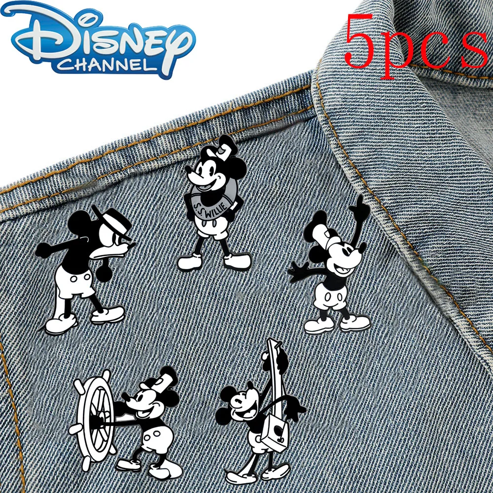 

1set Retro Mickey Mouse Enamel Pins Disney Cartoon Brooch Metal Badge Clothes Bag Accessories Children Jewelry Gifts Decoration