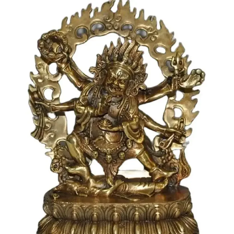 

22CM 9" Tibet Buddhism bronze gilt 6 Arms Vajra Mahakala god Buddha Ganesha Statue