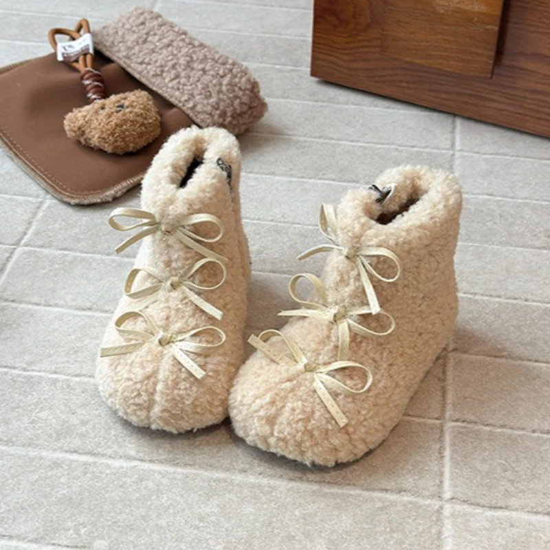 أحذية الثلوج للأطفال 2025 شتاء مريح دافئ أفخم في الهواء الطلق أحذية قطنية للأطفال موضة سستة عقدة شعر للفتيات أحذية الأميرة #5