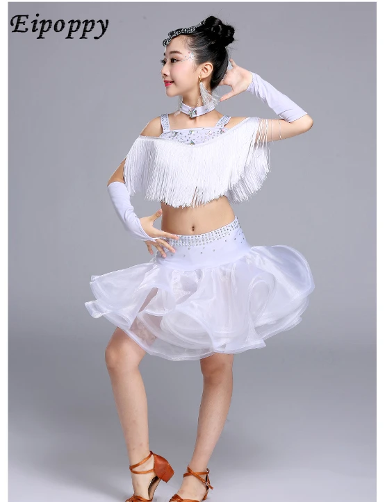 Dziewczęca sukienka do tańca latynoskiego kostium Performance nowy konkurs dla dzieci egzamin artystyczny spódnica do ćwiczeń dla dzieci