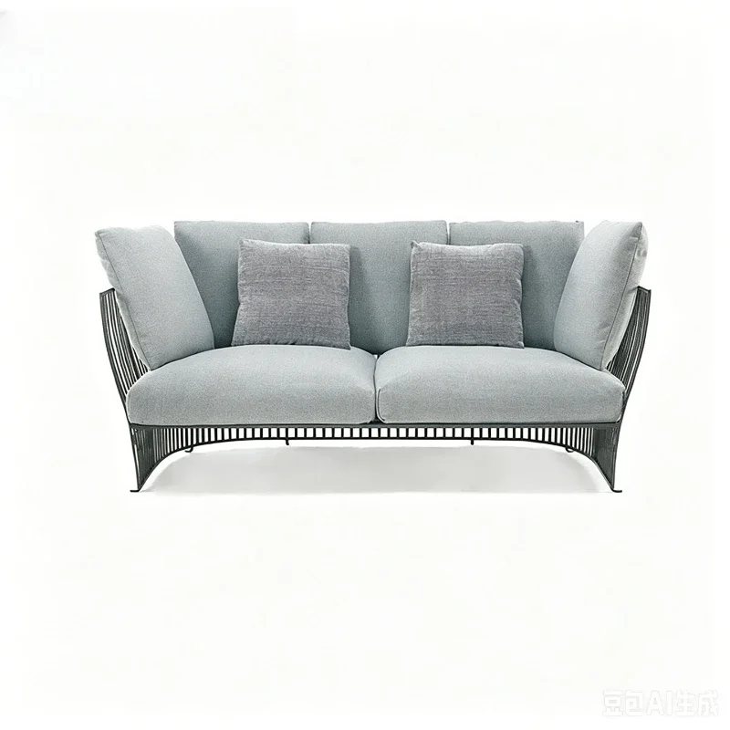 Outdoor villa terrace sofa coffee table combination, rain and sun protection metal sofa chair, hotel bed and breakfast balcony