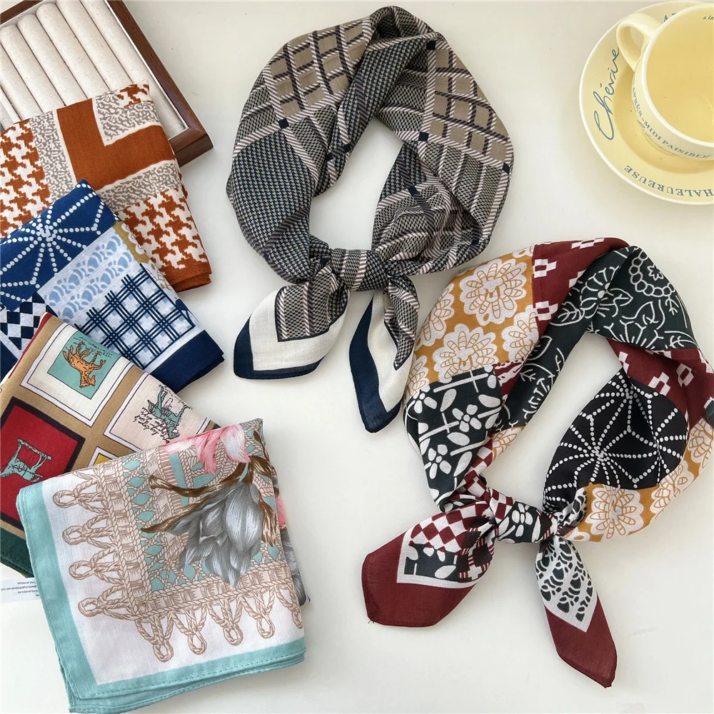 وشاح قطني مربع للشعر ، عصابات ، عصابة شعر ، عصابة رأس ، وشاح رأس ، عمامة ، شال ، لف ، 65x65cm