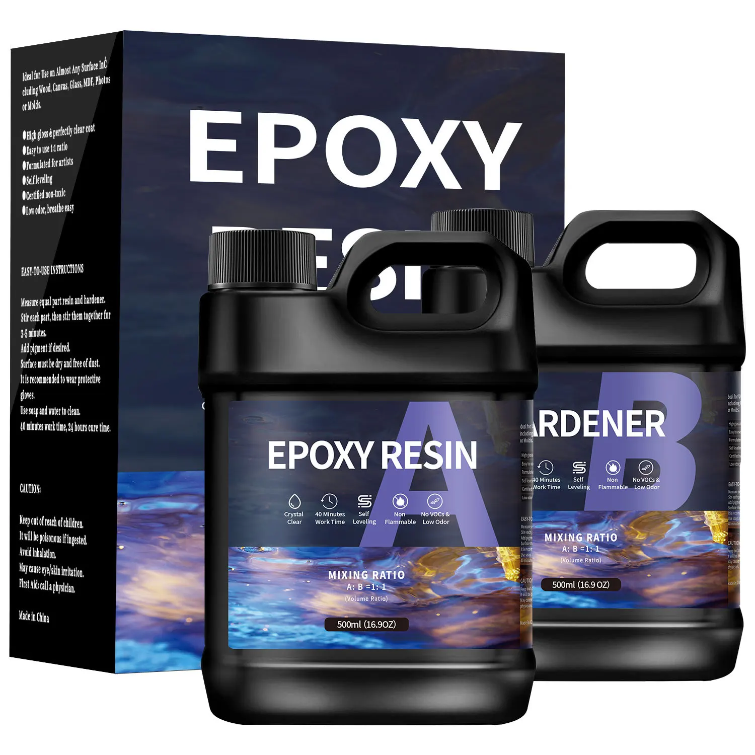 Epoxy Resin Glue 1:1 AB UC Resin 500/1000ml Fast Drying Drop Glue High Transparent High Hardness DIY Clear Epoxy Resin Adhesive