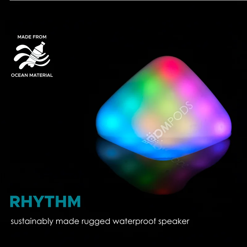 Boompods Rhythm Party Speaker Bluetooth App Control Lighting Ocean Material  Waterproof Portable Disco EQ Adjustment Selfie Shot