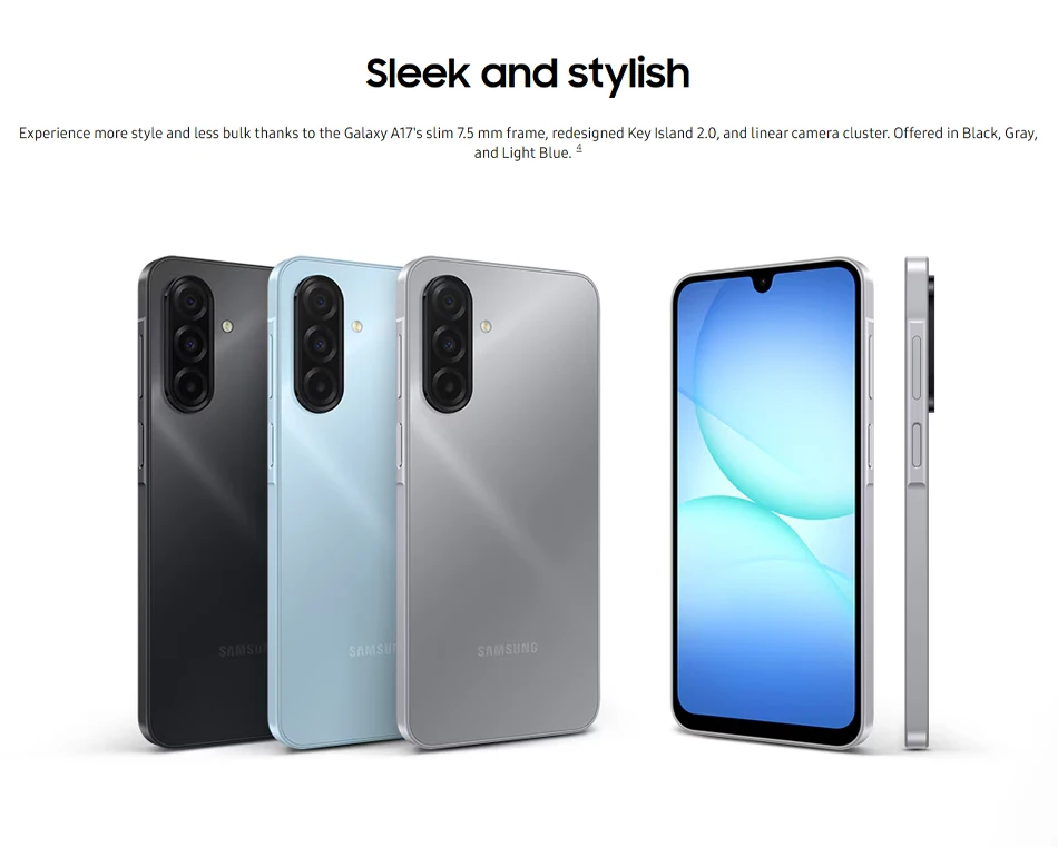 Global Version Samsung Galaxy A17 4G MTK G99 Smartphone 5000mAh Battery 50MP OIS Camera 6.7" 90Hz AMOLED Display IP54 Waterproof