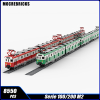 City Railroad Transport Italian Subway Convoy 100/200 M1-M2 Train With Motor Building Block Model Assembly Technology Brick Toy