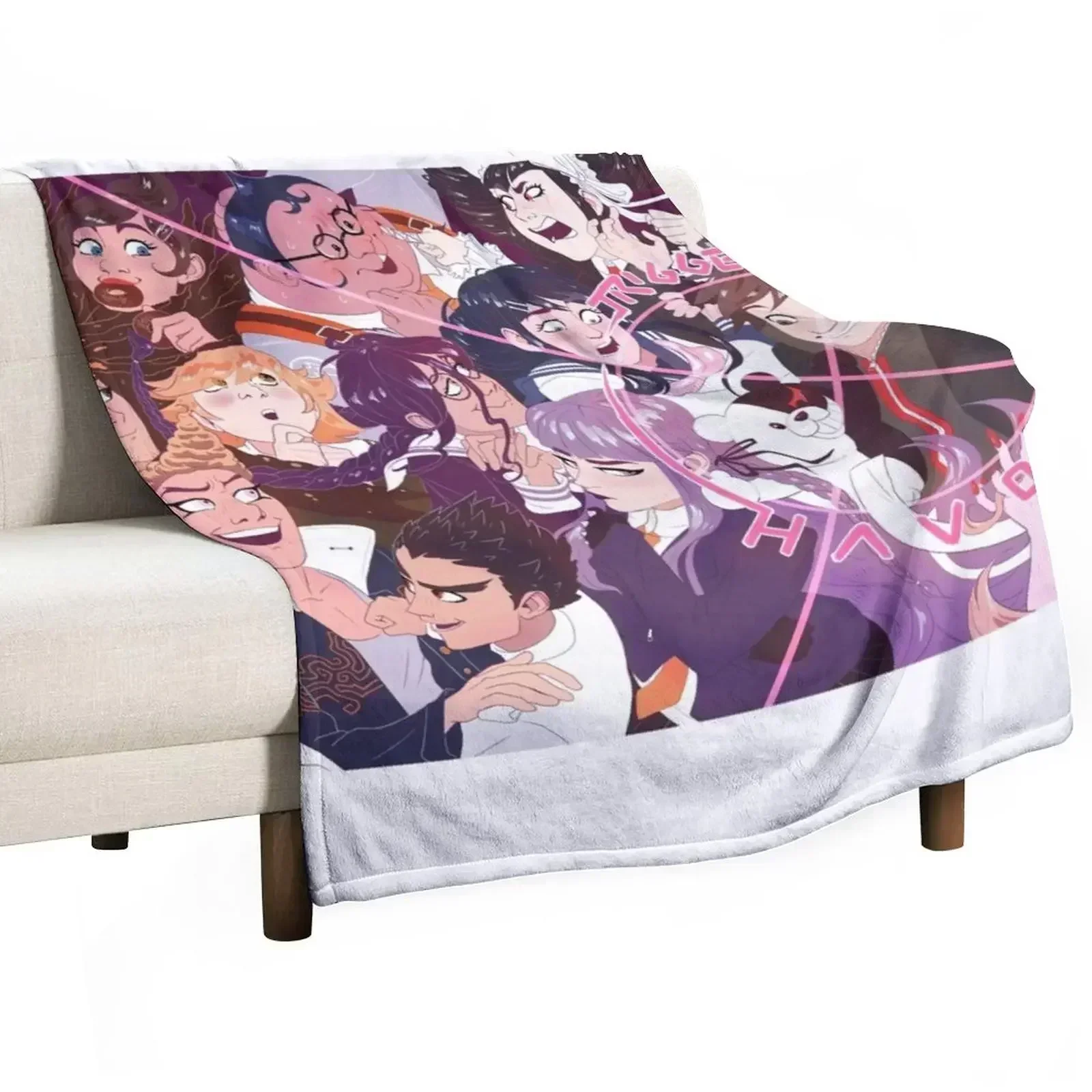 

Dangan Ronpa Trigger Happy Havoc Throw Blanket Beach Bed linens Large bed plaid Blankets