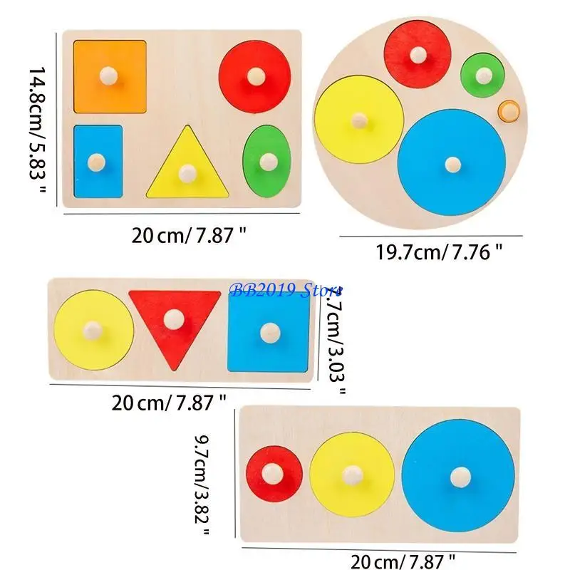 Q0KB Houten bord Geometrische vorm Sorteren Wiskundepuzzel Kleurrijk voorschools leren Educatief spelspeelgoed