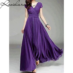 2023 Verão Plus Size 3XL 4XL 5XL Elegantes Vestido De Chiffon Mulheres Vestidos Longos Sexy Decote Em V Luxo Boho Noite Maxi Vestido De Festa