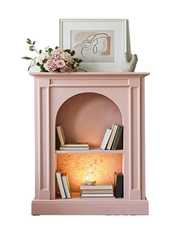 

cabinet French cream wind all solid wood pink porch cabinet household living room decorative storage