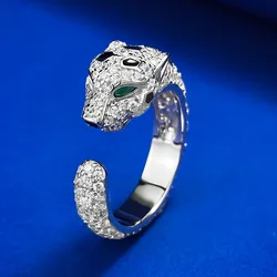 ZOCA 925 Sterling Silver Luxury Crystal Leopard head Rings for Women Fashion Party Wedding Accessories Jewelry Christmas Gift