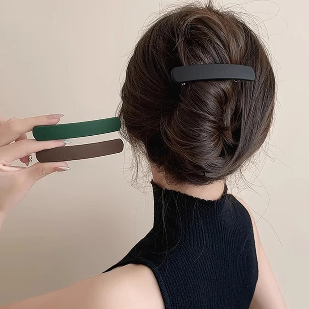 Elegant Matte Flat Spring Barrettes Women Girls Non-Slip Strong Hold Hair Clips For Ponytail Holder Holiday Party Headwear