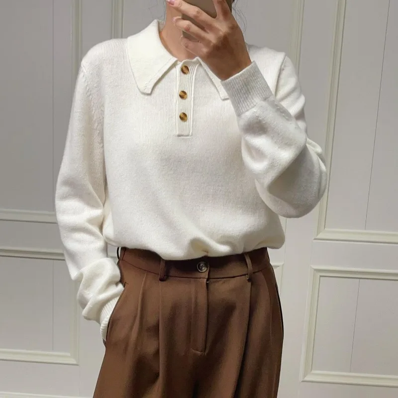 Early Spring Skin-friendly Long-sleeved Temperament Commuting Fashion Simple Knitted Cashmere Sweater