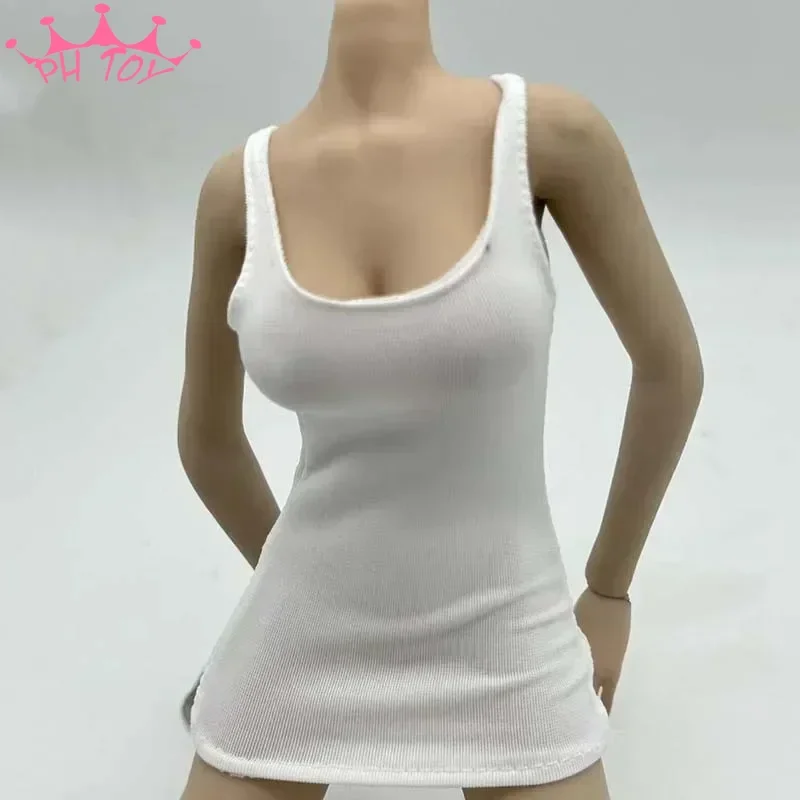 1/6 Scale Female Solider Bag Hip Dress White Ice Silk Skirt Sleeveless Clothing Accessory Model for 12