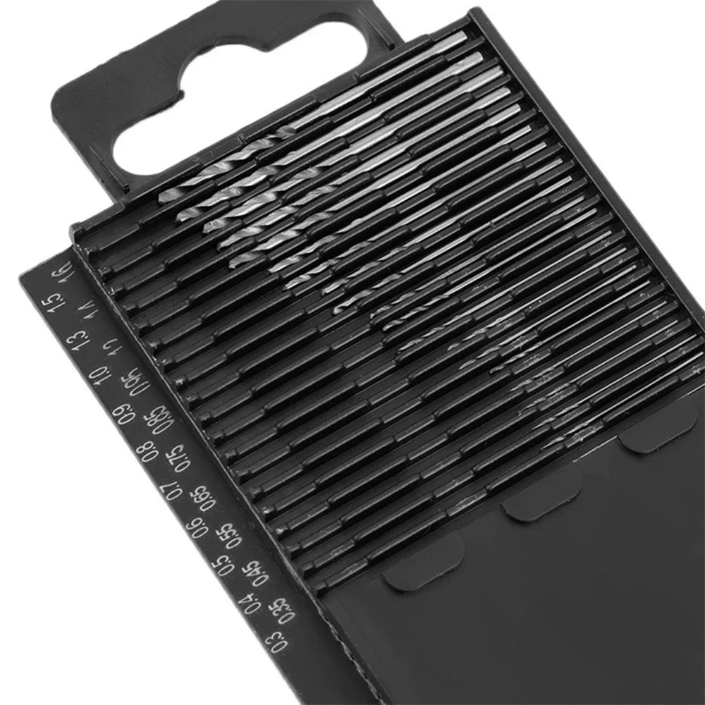 Mini broca de acero de alta velocidad, juego de brocas helicoidales HSS, modelo artesanal con piezas de reparación de estuche, 0,3mm-1,6mm, 20 piezas