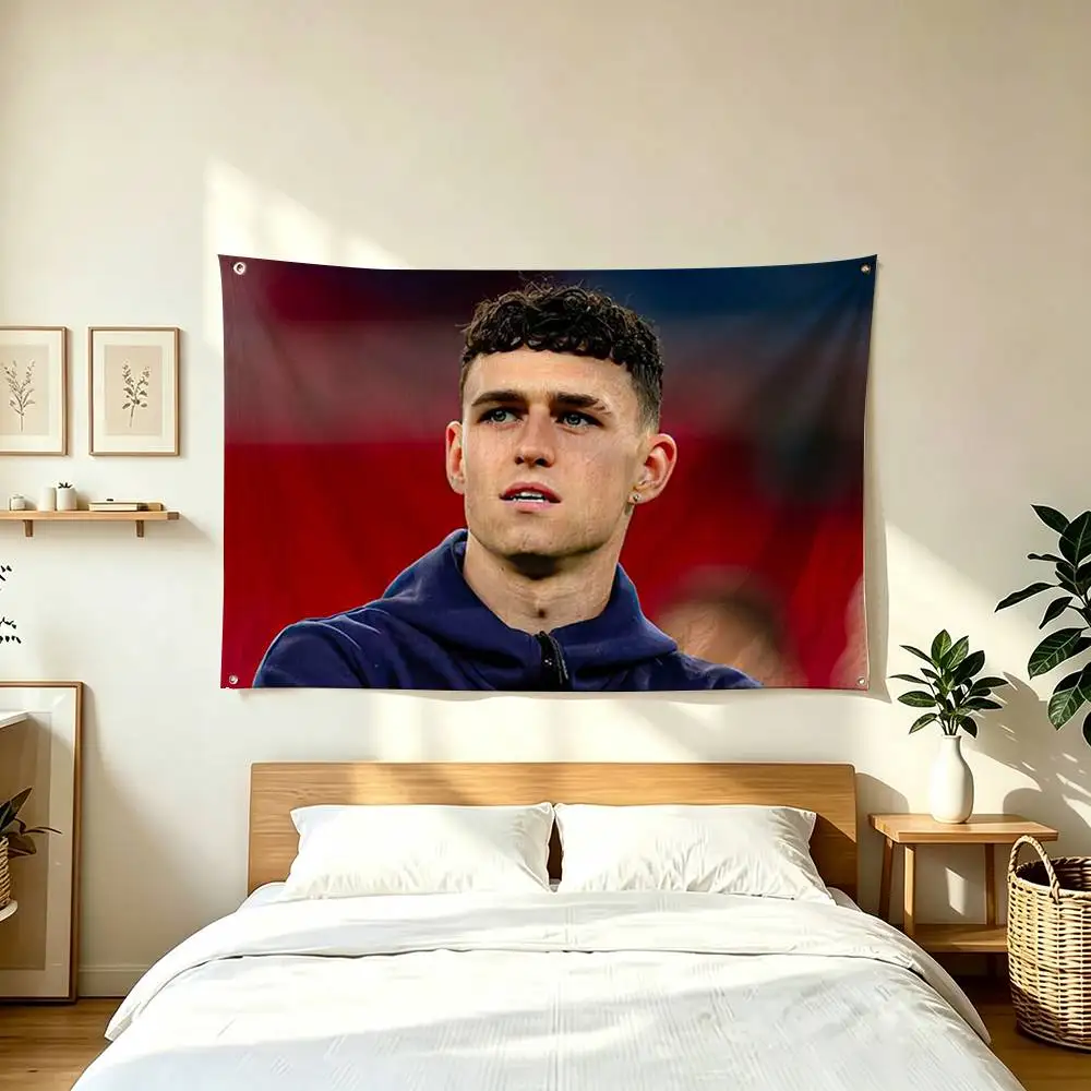 P-Phil Foden E-England Football Star   Flags Wall Hanging Tapestry Outdoor Garage Room Decorative flag Background Blanket