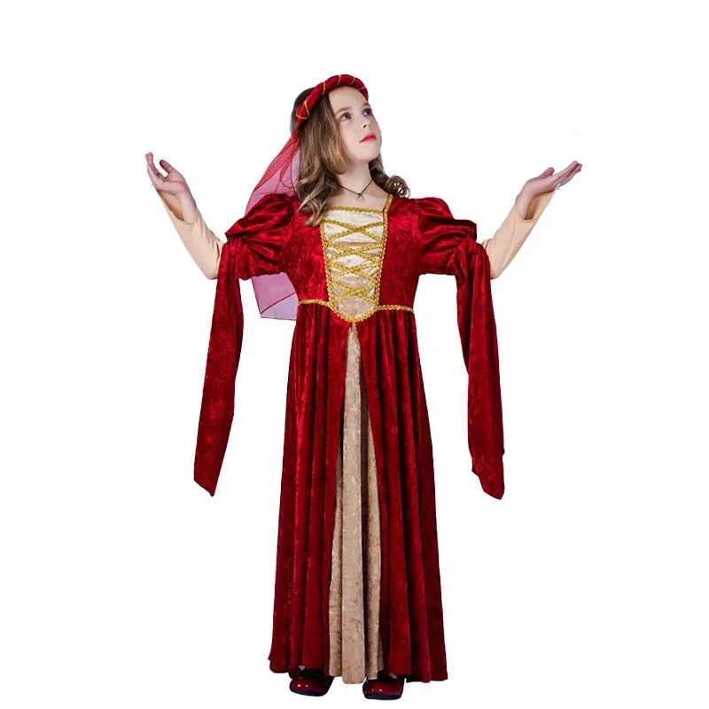 European and American Medieval Children's Retro Princess Dress Halloween Renaissance Cosplay Stage Costume Party Outfits