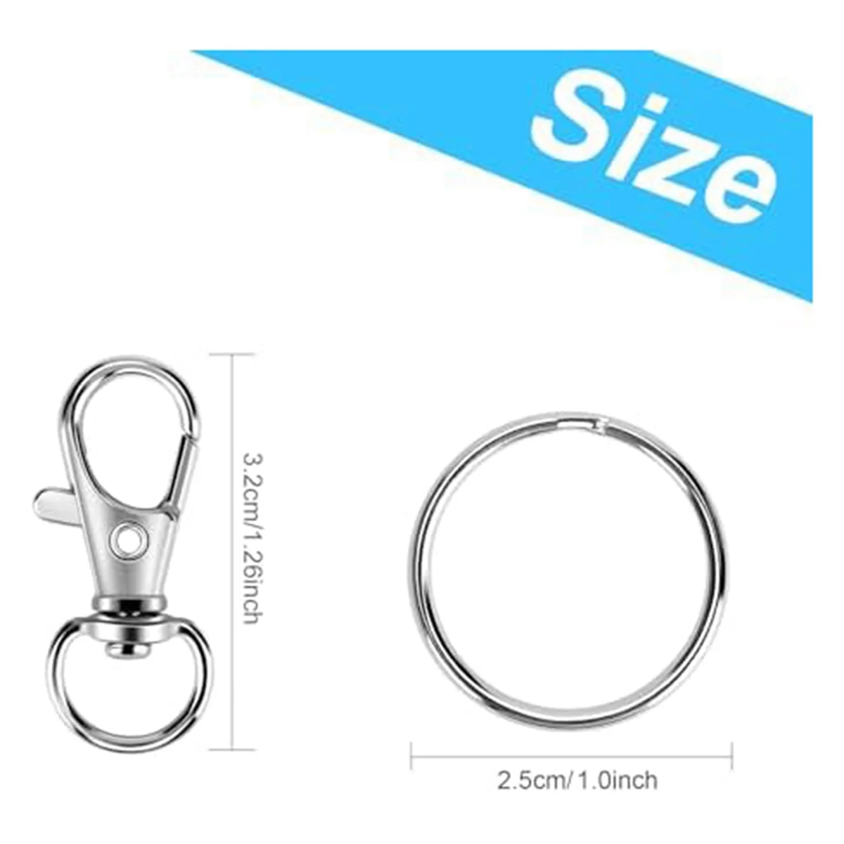 200PCS Metal Lobster Claw Clasp with Key Rings, Keychains Clips and Key Chain Rings,Keychain Rings Making Kit for Crafts