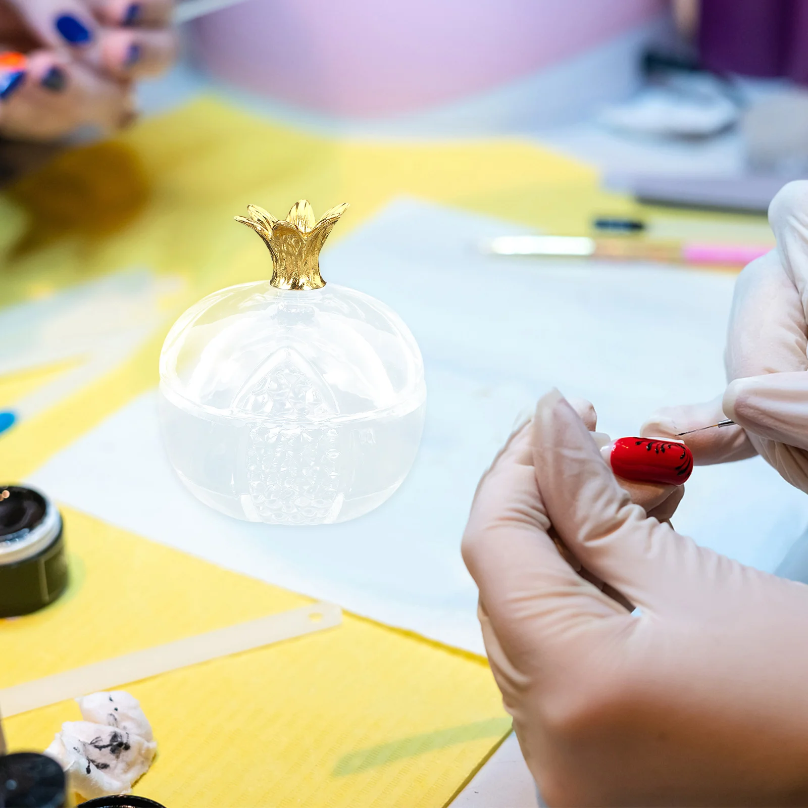 

Nail Cup Dappen Dish for Acrylics Nails Supplies Glass White Crystal with Lid Liquid