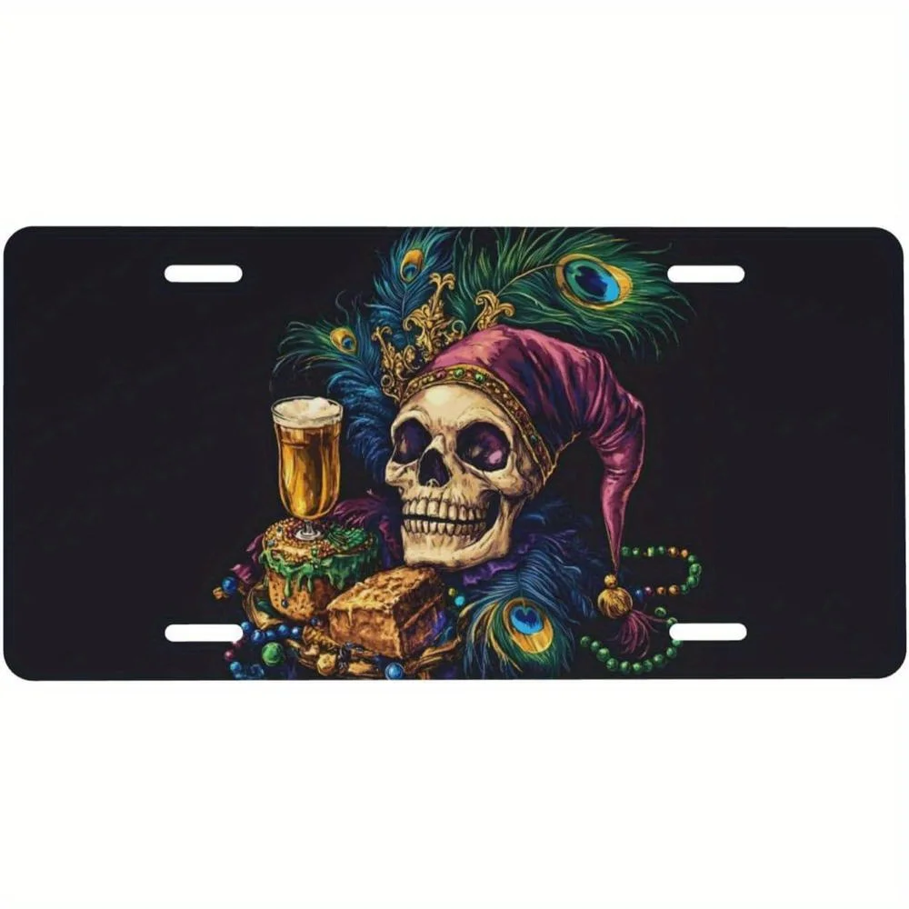 2D Flat - [Open ]2D Flat, 2D Plane, 1pc 30.48X15.24 cm Skull Feather Hat Plaque - Vivid Mexican Party Design, Including Skull, S