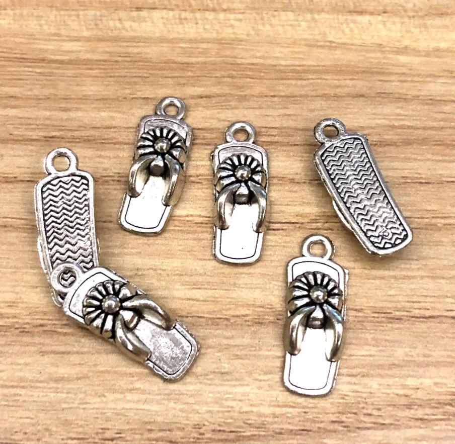 

20pcs 19x6mm Alloy metal slipper pendants for jewelry handmade HWH1366