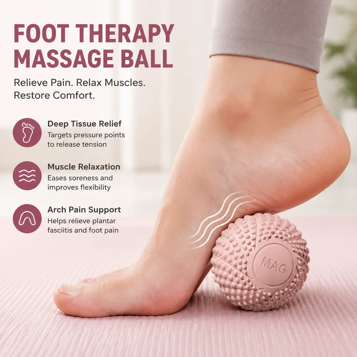Foot Therapy Massage Ball Spiky Plantar Fascia Roller Muscle Relaxation Peanut Shape Dual Trigger Point for Foot Arch Pain