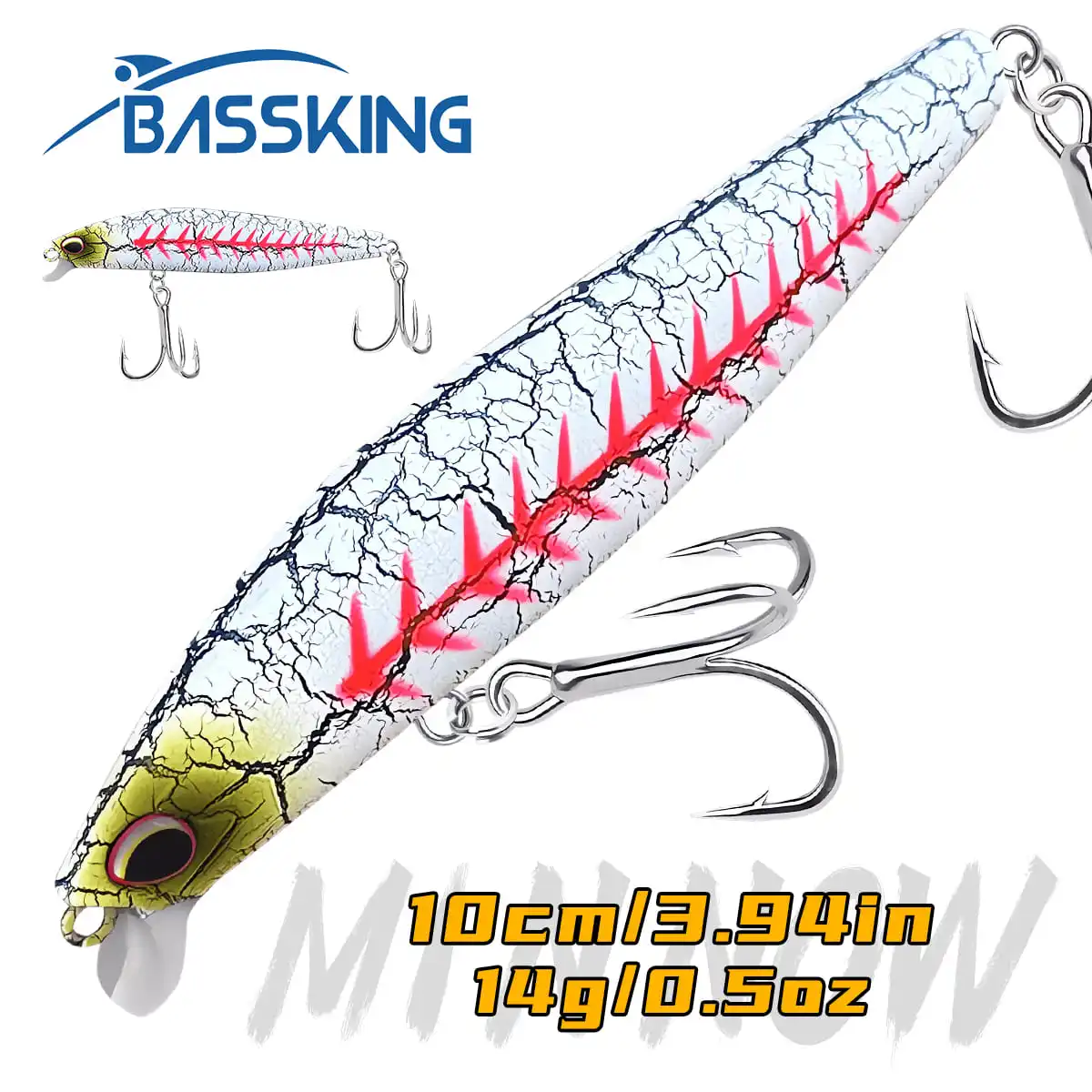 

XINMU Minnow Fishing Lures 10cm 14g Floating Artificial Hard Baits 3D Printing Wobblers Slatwater Trout Bass Carp Fishing Tackle