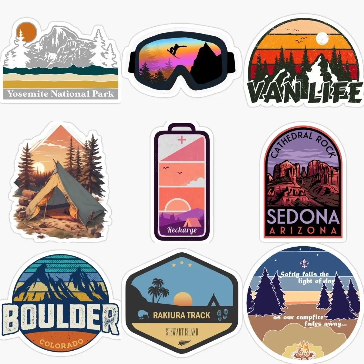 

Sunset Camping Adventure Awaits Creative PVC Waterproof Stickers Accessories for Decorate Car Wall Window Camper Off-road Van