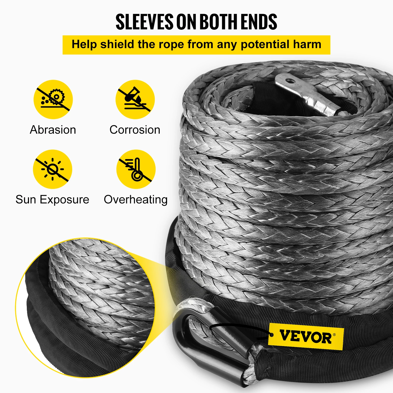 BuoQua 28m Corda Verricello In Acciaio Inox 9200kg Synthetic Winch Rope Corda Tiragraffi Per SUV ATV UTV JEEP