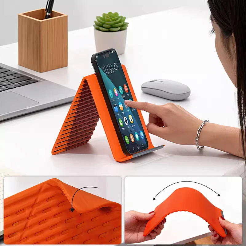

Flexible Phone Stand Foldable Silicone Desktop Tablet Laptop Stand Adjustable Portable Universal Holder for Travel Office Bed
