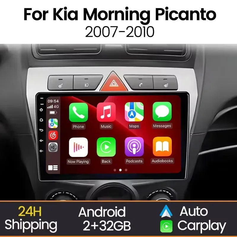 9'' Car Multimedia Player for Kia Morning Picanto 2007 - 2011 Wireless CarPlay Android Auto Radio Stereo IPS Screen FM Autoradio
