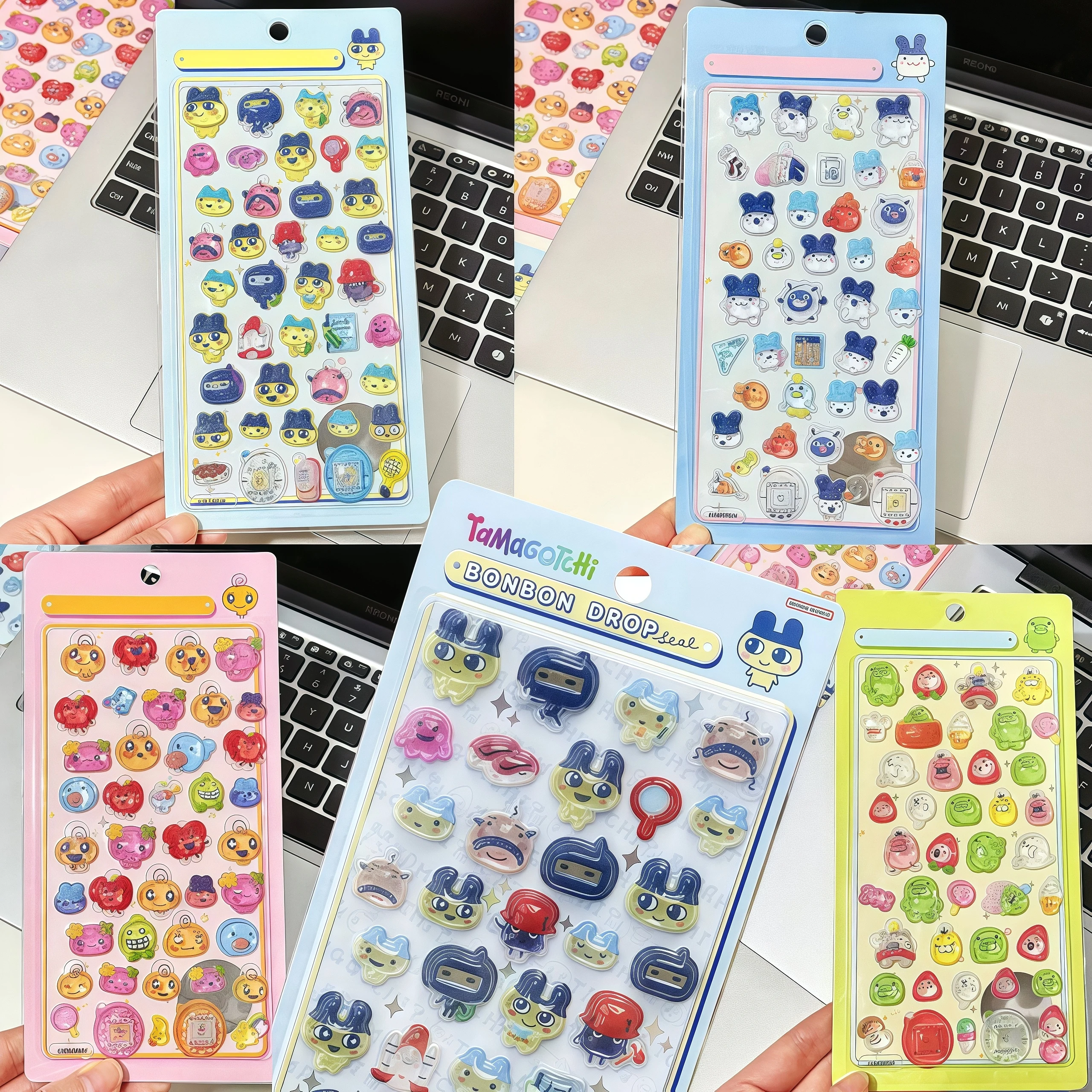Pegatinas de Tamagotchi DIY para álbum de recortes, calcomanía para ordenador portátil, sello de gota de caramelo, pegatinas para funda de teléfono, recuerdos de fiesta para álbum de recortes, regalos ンPrid Heiemmingル