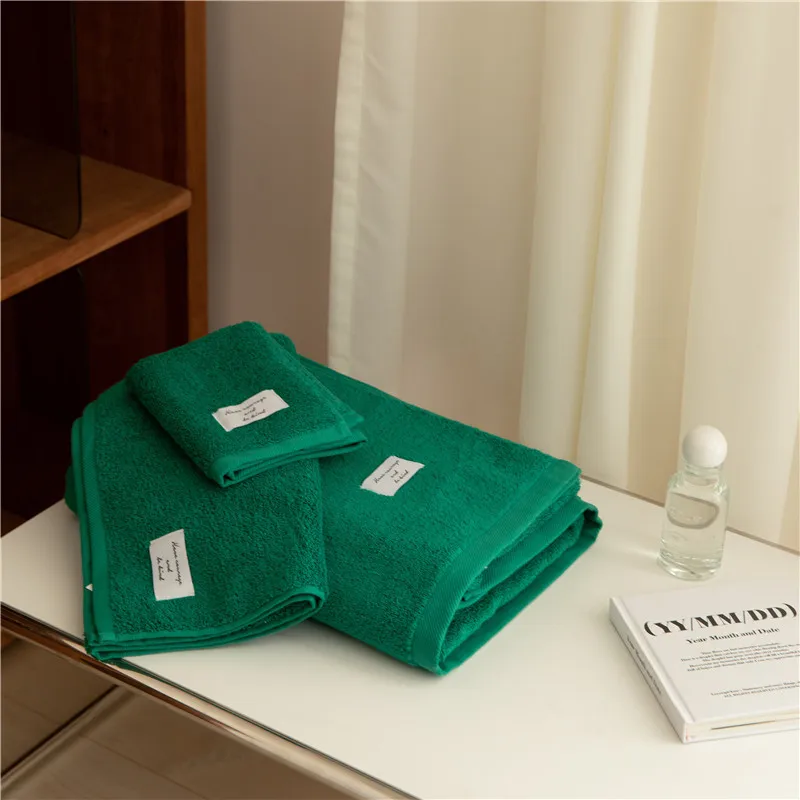 

Large Size Makaron Pure Color BV Green Turkish Cotton Bath Towels Set for Bathroom Gym Camp Travel College Dorm