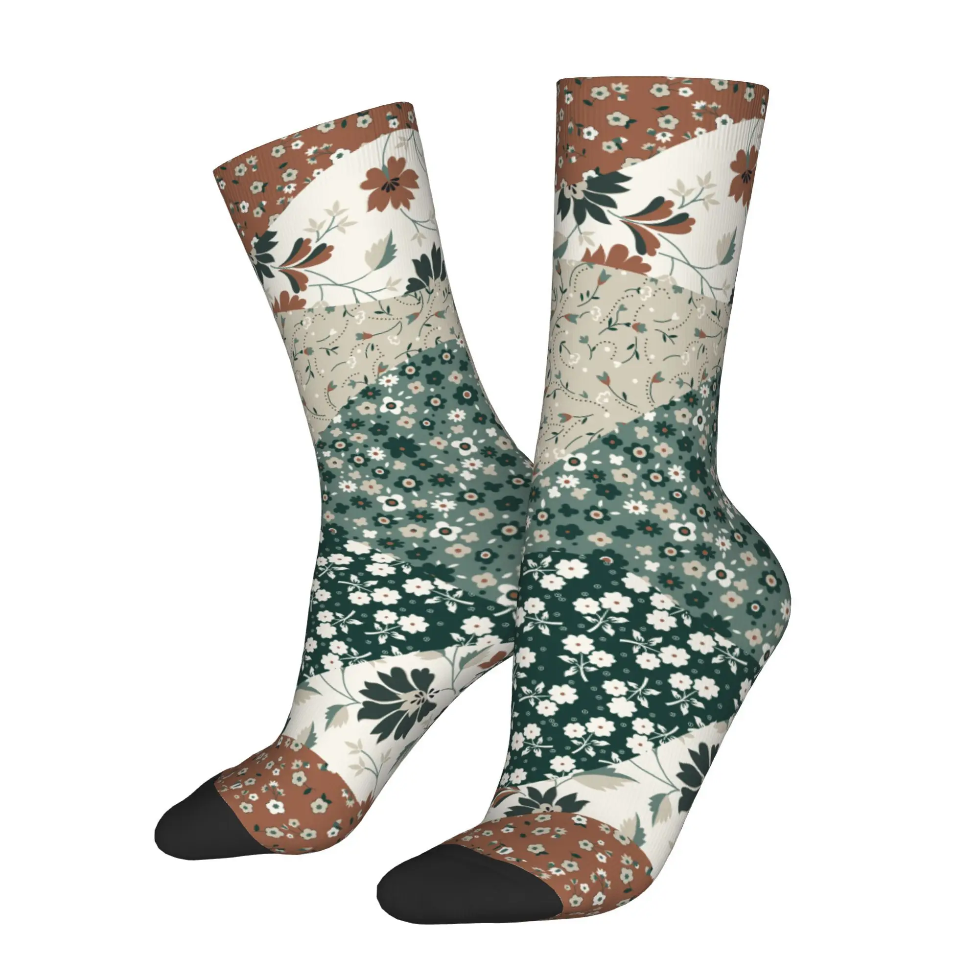 1pc Flower Patchwork  Printed Men's Socks Novelty Hip Hop Harajuku Pattern Crew Sock Casual Gift